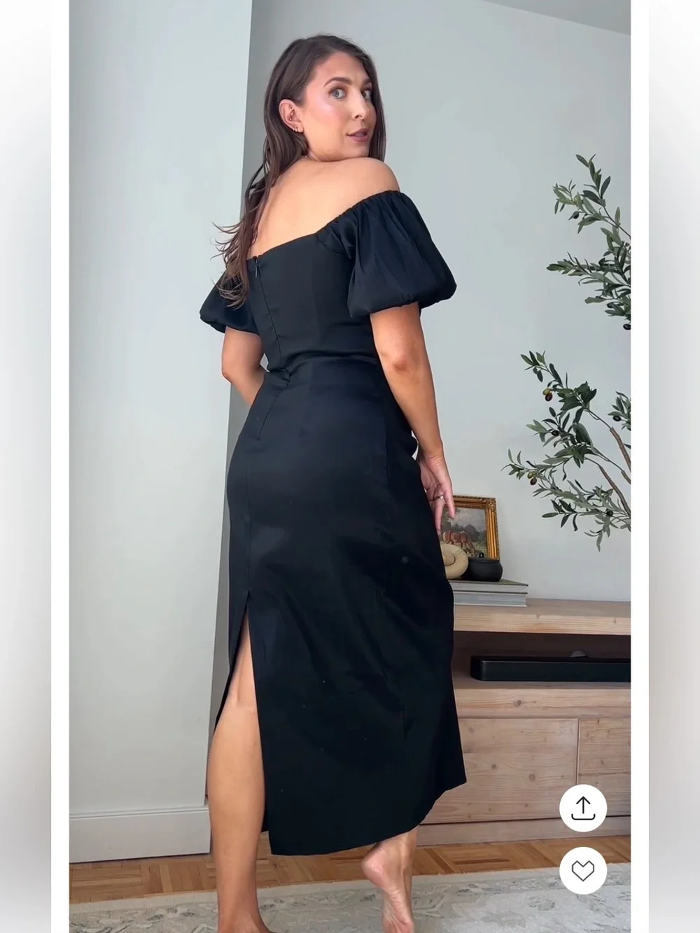 NWT Abercrombie & Fitch Black Taffeta Off-the-Shoulder Maxi Dress